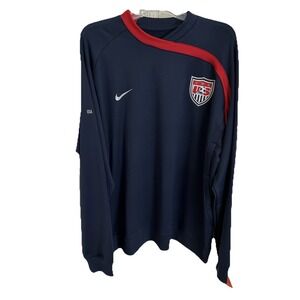 Men's Nike DryFit USMNT Training Soccer Goalkeeper Warn Up LS XL Futbol NWT Blue
